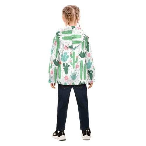 OTVEE Exotic Cactus Succulent Pattern Kids Hoodie Jacket Fall Spring Full Zip Warm Outwear Coat4