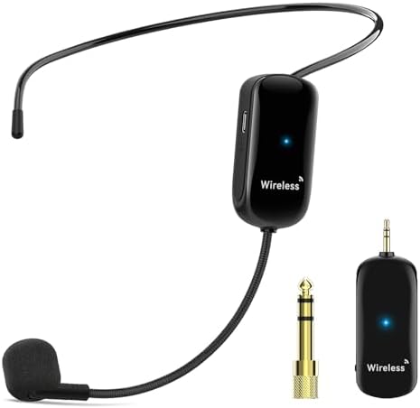 1Mii Wireless Headset Microphone, 165FT Range, 1/4” & 1/8” Plug, 7 Hours Long Battery Life, Wireless Headset Mic & Handheld Mic 2 in 1, for Amplifier, Mic Speakers, PA System, Teaching, Fitness