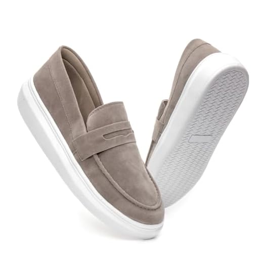 Sapato Masculino Mocassim Loafer em Couro Camurça com Sola Alta Estilo Clássico e Moderno (Cinza, BR, Adulto, Numérico, 44)
