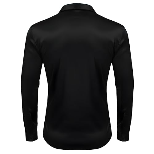 Image of Men's Satin Solid Full Sleeves Regular Fit Shirt
