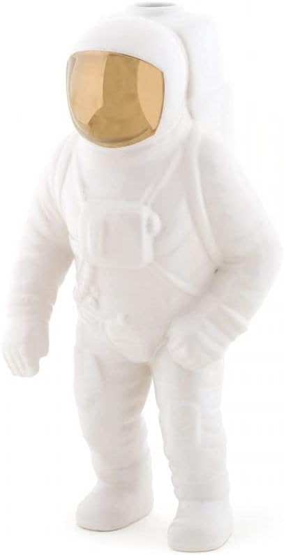 Seletti Diesel Living vase, Astronaut Design, Porcelain, 30 cm Tall, 15 cm x 11 cm White