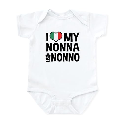 CafePress I Love My Nonna and Nonno Infant Bodysuit Cute Infant Bodysuit Baby Romper Cloud White