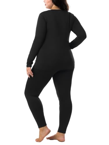 HOdo Plus Size Thermal Underwear Women Long Johns Fleece Lined Base Layer Top and Bottom Sets 1X-5X3