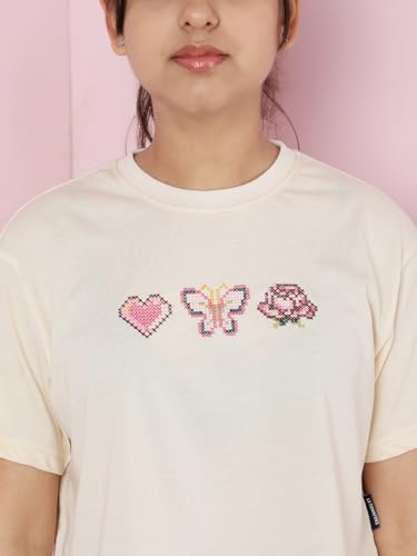 Image of Li'l Tomatoes Girls Crop T-Shirt | 100% Cotton | Graphic Printed Summer Top | Soft & Breathable Casual Wear | 7-16 Years