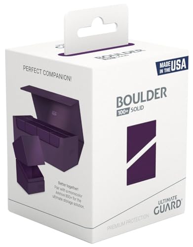 Image of Ultimate Guard Boulder Solid 100+, Deck Case for 100 Double-Sleeved TCG Cards, Purple, Secure & Durable Storage for Trading Card Games, No Transparency
