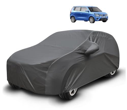 Image of Auto Hub Waterproof Car Cover Compatible with Maruti WagonR (Model : 2019-Till Date) with Mirror Pockets, Soft Cotton Lining, WagonR Car Cover Waterproof, Grey