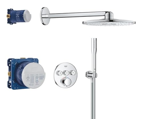 GROHE Precision SmartControl - Ensemble de Douche encastré 3 Sorties (Douche de Tête 31 cm à 2 Jets, Douchette 1 jet, Flexible 1.5m, Forme Ronde), Chrome,...
