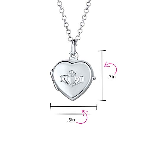 Personalized Irish Religious Heart Bff Celtic Holding Hands Claddagh Locket Women Teens Necklace Photo Holder Keep Sake Pictures Frame.925 Sterling Silver Custom Engraved #TOP4