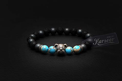 Pulsera Unisex de Cuentas Onix y Lava Natural miniatura 4