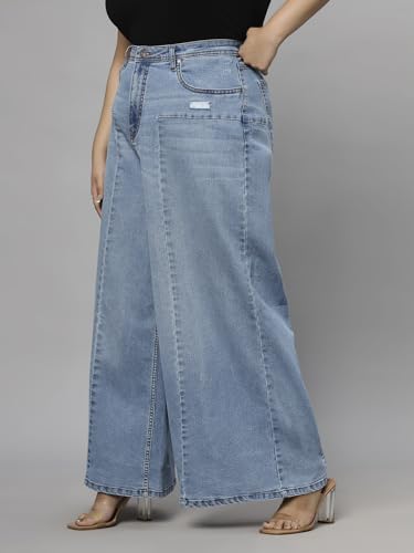 Image of TURNING BLUE Extra Wide High Rise Stretchable Plus Size Jeans for Women