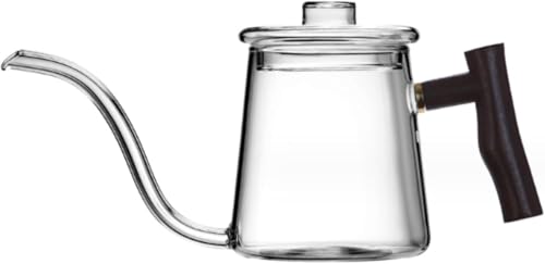 耐熱ガラス コーヒードリップポット ドリップケトル コーヒーケトル コーヒーポット 直火 珈琲ポット 細口 透明 ガラス製 やかん IH非対応 人気 おしゃれ キッチン カフェ器具 (500ml,とうめいしょく)