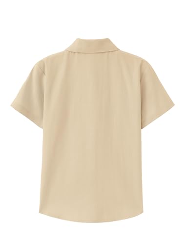 Boys Guayabera Shirt Short Sleeve Button Down Casual Shirt with Chest Pockets for Summer Hawaiian Holiday 4-13Y3