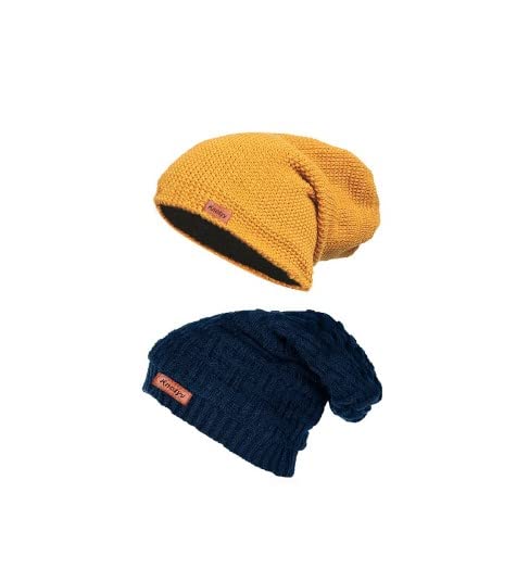 KnotyyUnisex Pack Of 2 Solid Beanies
