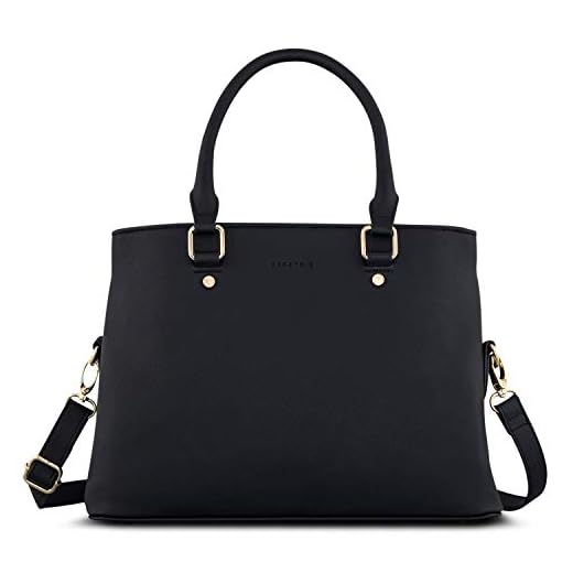 Expatrié Bolso de Mano Negro de Mujer Julie Bolsos Bandolera Hecho de Cuero PU Vegano - Pequeño Bolsa de Hombro Negra con Asa Superior - Elegante Bolso de Look Saffiano con Muchos Compartimentos