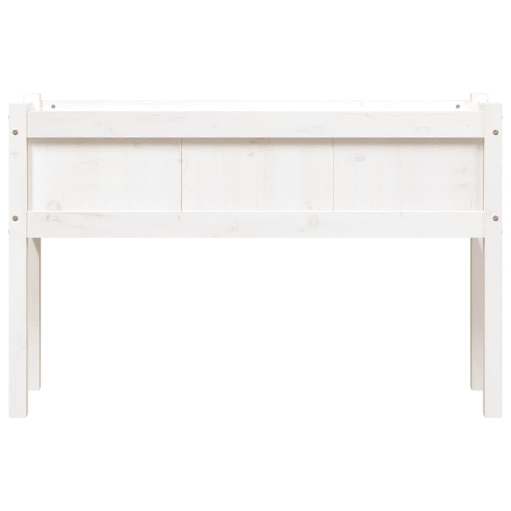 Fioriera da Giardino in Legno Massello Bianca 110x31x70 cm | Letto rialzato per orto urbano su balcone o patio, ideale per piantare erbe aromatiche e fiori decorativi.