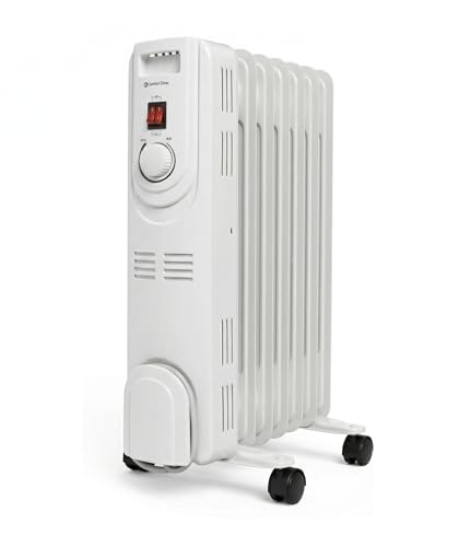 Comfort Zone Electric Oil-Filled Radiant Radiator Space Heater, Never Refill, Adjustable Thermostat, Tip-Over Switch & Overheat Protection System, Ideal for Home, Bedroom, & Office, 1,200W, CZ7007J