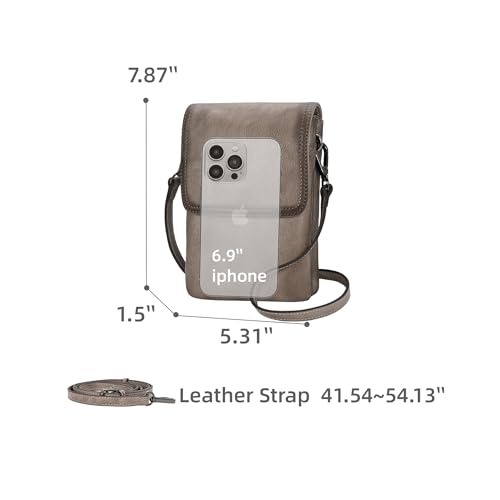 Image of Iswee Rfid Blocking Small Crossbody Bag for Women Travel Classic Style | Genuine Leather，Adjustable Shoulder Strap,Fits 6.9 inch Phone,Anti-Theft Purse,Perfect for Daily Use and Weekend Travel