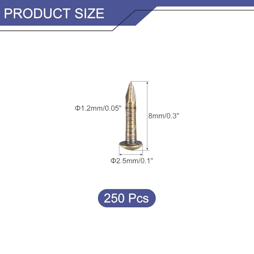 uxcell 250 Pcs Clavos Pequeños de Latón 1.2mmx8mm para Madera, Caja Decorativa, Accesorios para el Hogar, Tono Bronce miniatura 2