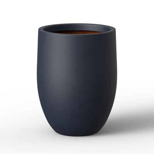 Kante 21.7 Inch Tall Concrete Planter, Large Indoor Outdoor Plant Pot with Drainage, Smooth Charcoal Finish with Painted Interior, Ideal for Porch, Home, Garden, Patio