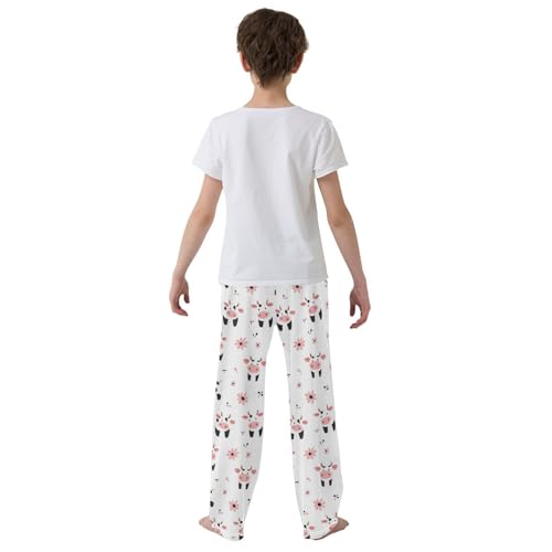 Vdsrup Cute Cow Flower Pajama Pants Cartoon Pajama Bottoms Soft Sleep Pjs Lounge Pants S3
