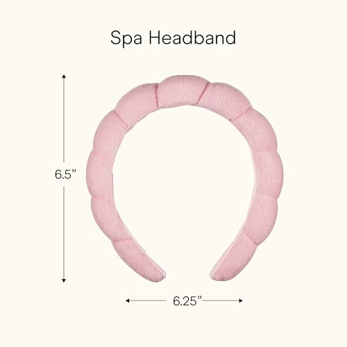 Conair Spa Makeup and Face Washing Headband, Pink Bubble Design, 1 Count, Ultra-Absorbent Microfiber Headband for Washing Face, Soft Terry Cloth, No-Squeeze, No-Pull Band Gentle on Hair and Head