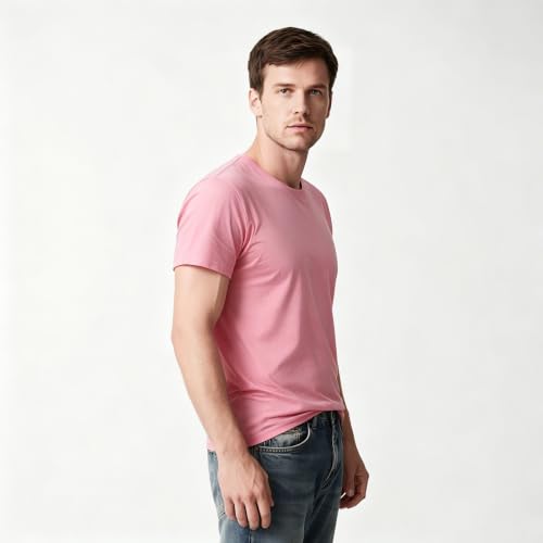 Image of ORJ 2 Pack Men t Shirts Crew Neck Short Sleeve Men's Undershirt Plain Polyester tee Bulk Stretch Soft Tees