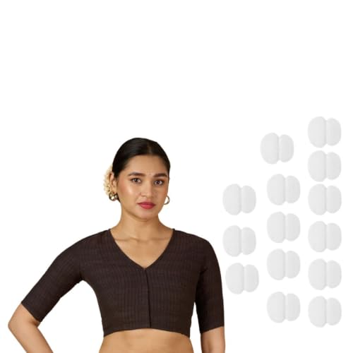 Image of Studio Shringaar Women Cotton Half Sleeve Madras Checks Saree Blouse with Stretchable Sides