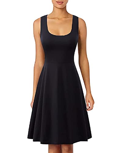 Herou Women Dress Casual A line Juniors Summer Short Swing Dress Black XL