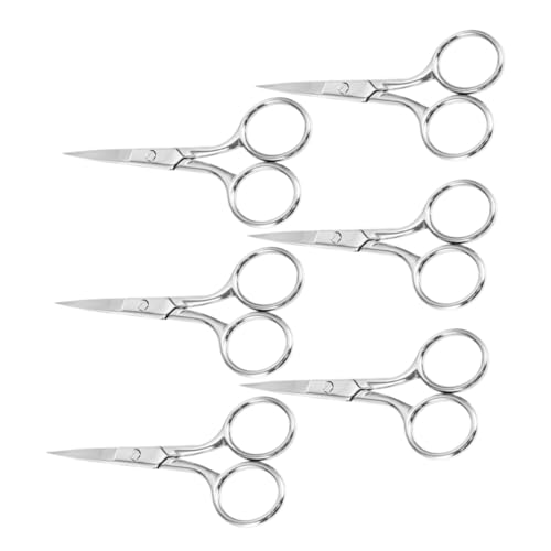 HONMEET 6-Piece Stainless Steel Brow Micro Scissor Set Precision Eyebrow Trimmer Scissors Portable Face Hair Scissors Tiny Scissors for Eyebrows