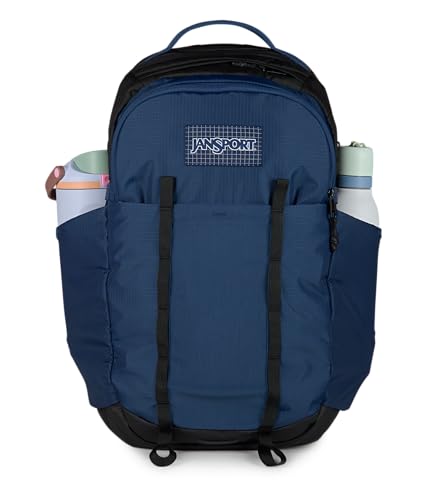 Image of JanSport 34L All Around Pack - 15 inch Laptop Sleeve, Navy | Versatile Rucksack w /Hydration Sleeve, Reflective Accents & Safety Whistle