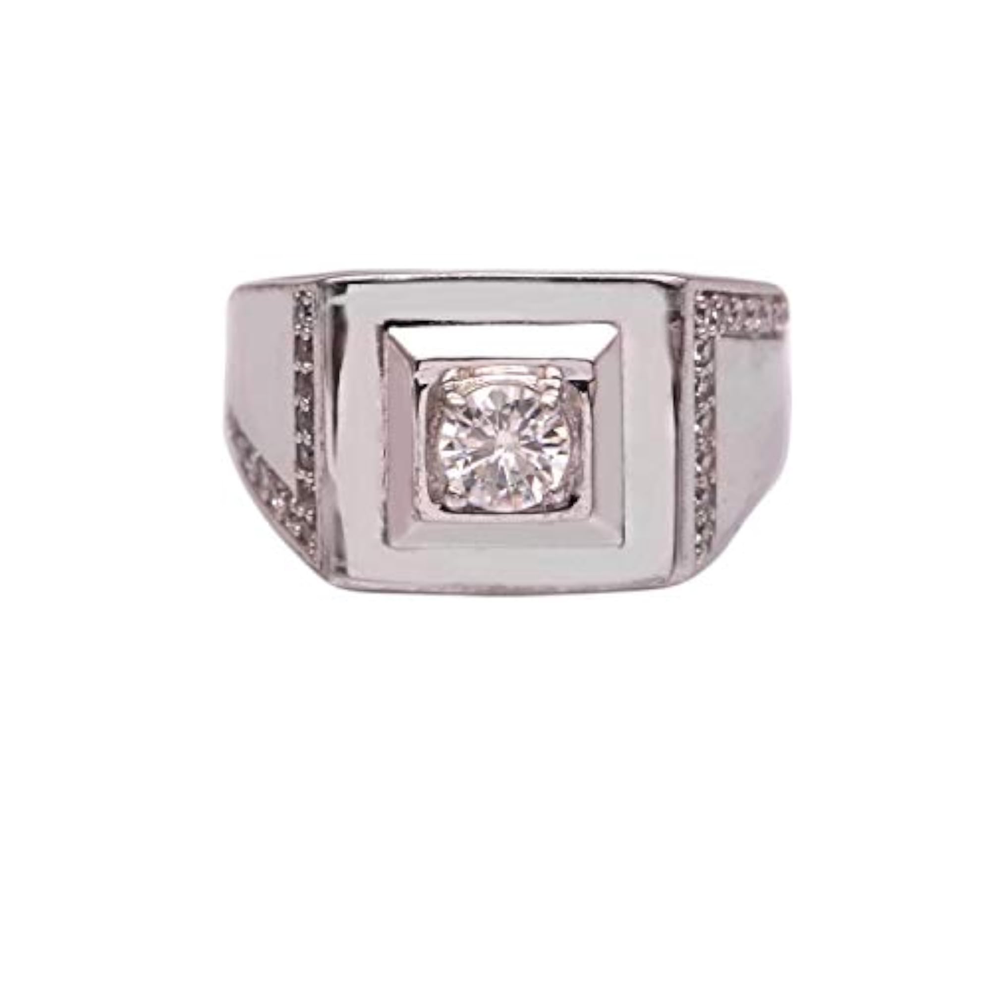 925 Silver Ring for Girls with Moissanite Round Stone
