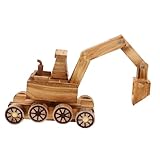 Außergewöhnliche handwerkskunst: jedes holzbaggermodell wird sorgfältig, kinderspielzeug,