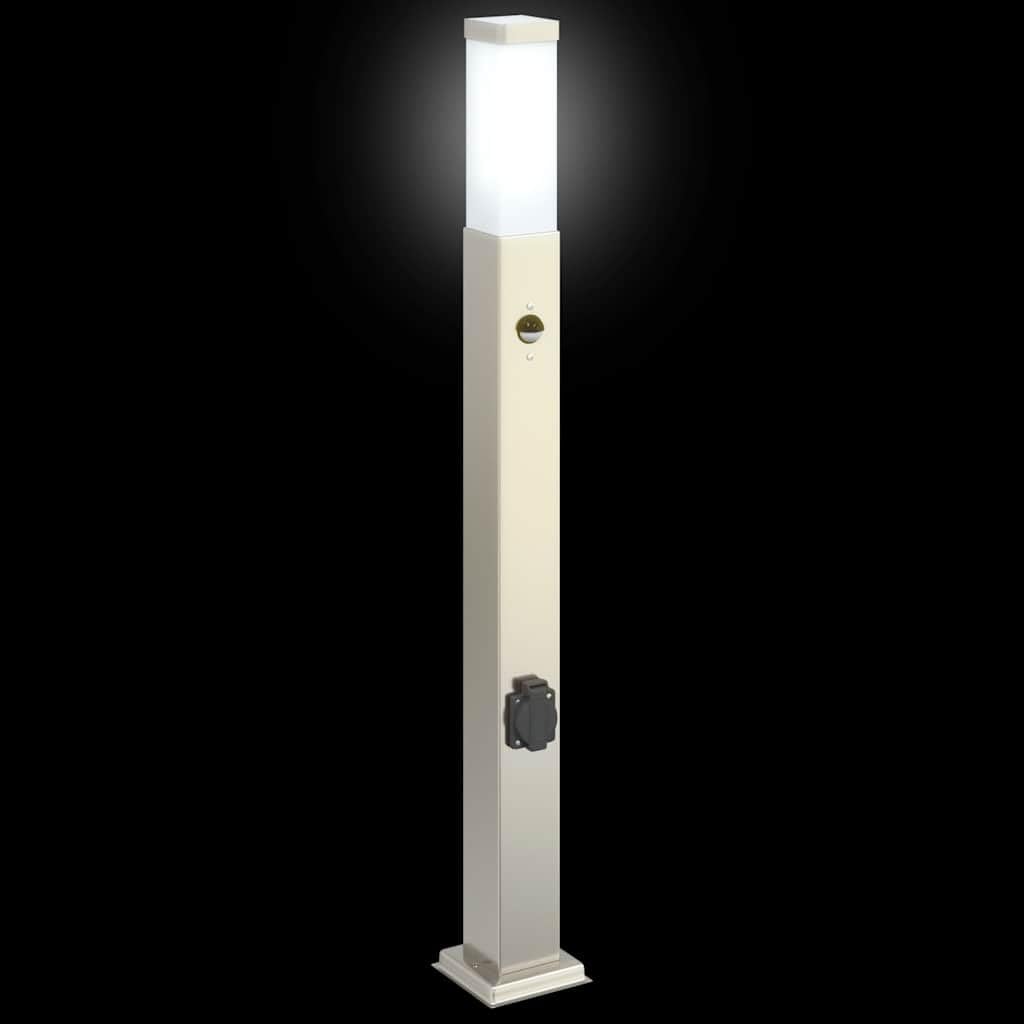 vidaXL Borne lumineuse avec détecteur et prise 80 cm acier inoxydable IP44
