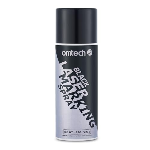 OMTech Laser Marking Spray Metal Laser Marking Fluid for CO2 Laser Engravers 8oz Aerosol High Contrast Black Spray for Laser Engraving Metal Laser Ink Agent for Aluminum Stainless Steel Brass More
