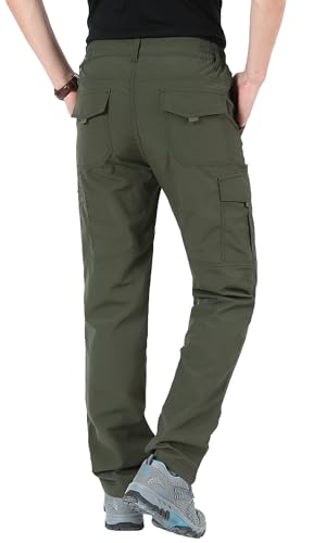 Aotoyou Wanderhose Herren Hose Wasserdicht Cargohose Schnelltrocknend Outdoorhose Softshellhose Trekkinghose Funktionshose Männer mit 6 Taschen, Army Grün M