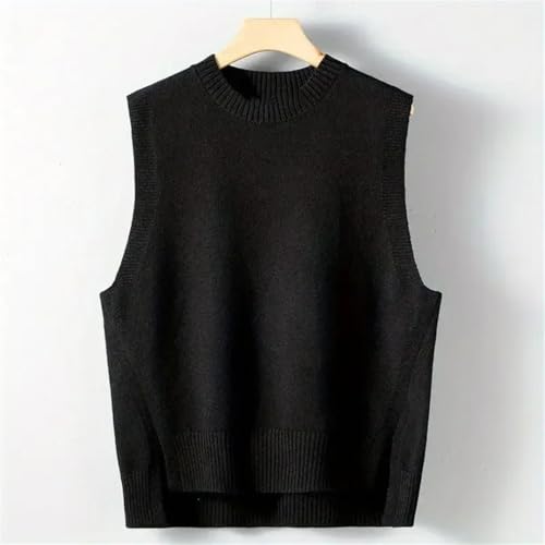 Men's Round Neck Sleeveless Knitted Sweaters Vest Loose Fit Casual Waistcoat Knitted Vest 7