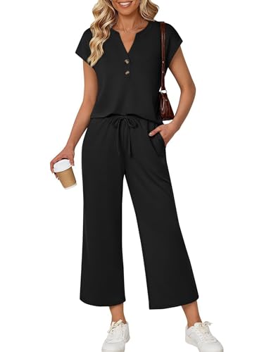 Ensembles deux pièces pour femmes ensemble noir léger et fluide taille M