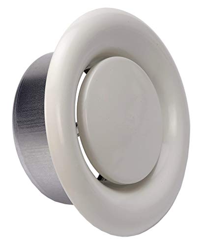 Difusor de Ventilación de Techo Redondo, Válvula de Disco, Rejilla Redondo de Ventilación de Techo de Color Blanco, Válvula de Disco Regulada en Sentido Horario y en Sentido Antihorario.