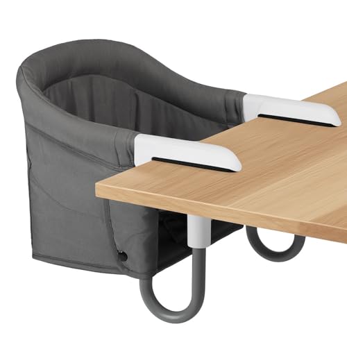 Image of WeierDa Hook On High Chair Portable & Foldable for Babies 6-36 Months Attach to Fast Table Clip On High Chair with Travel Bag - Compact Baby Feeding Seat for Home Dining & Travel (Grey)