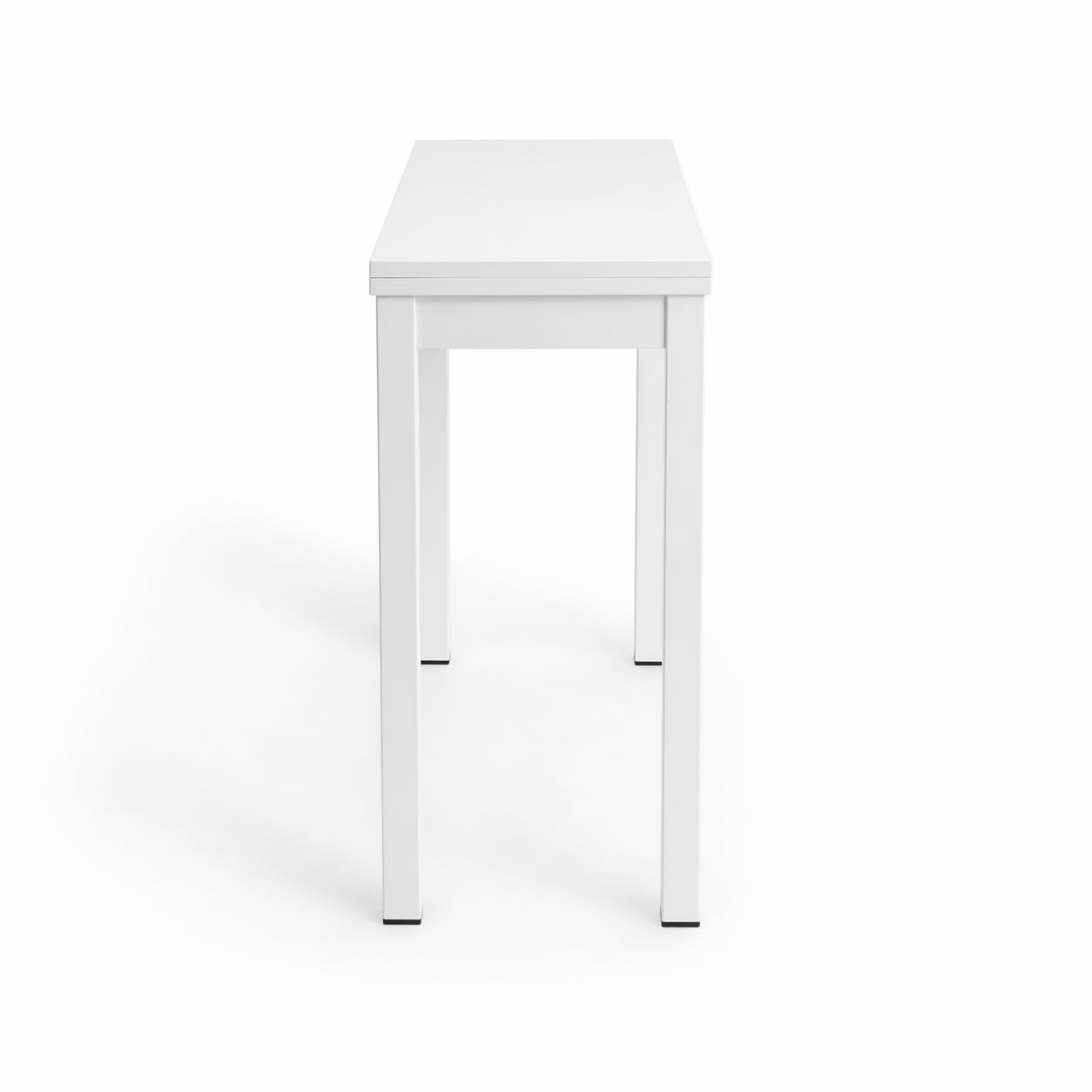 DUPI Mesa Cocina Extensible Agora | Apertura Tipo Libro | 40/80x80x76 cm | Tablero MDF 18 mm | Patas Metálicas Cuadradas | Blanco
