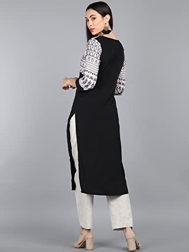 Image of Vaamsi Women's Crepe Straight Kurta (VPK1690E L Black)