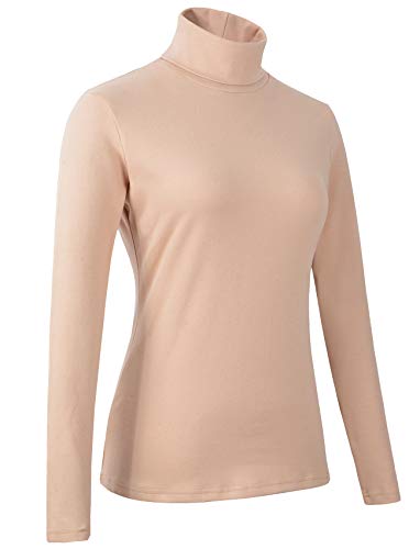 Image of Women's Soft Cotton Turtleneck Top Basic Pullover Sweater