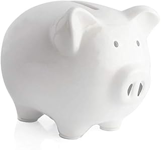 Piggy Bank,Child to Cherish Ceramic Pig Money Piggy Banks for Boys Girls Kids (White, M)