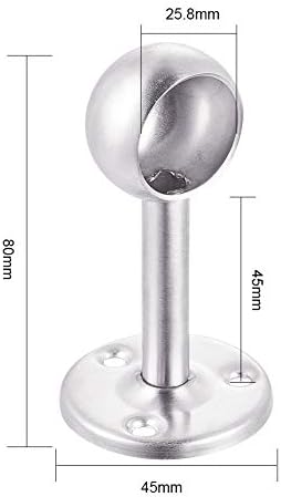 INCREWAY 2pcs Stainless Steel Wardrobe Pipe, Dia 25mm(1") Closet Lever Rail Rod End Support Bracket