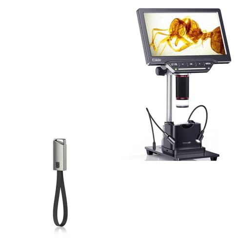 BoxWave Cable Compatible with Elikliv EDM201 Max Digital Microscope (7 in) - USB Type-C Keychain Charger, Key Ring USB Type-C to Type-A 8 in USB Cable - Jet Black