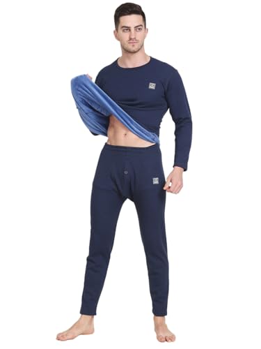 Image of Mens Thermal Basic Set for Winter wear (Upper+Lower)| Round Nack | Long Sleeve | Fit to Comfort | Extra Warm in Side Layer | Authentic Product | for Chilled Weather Thermal |