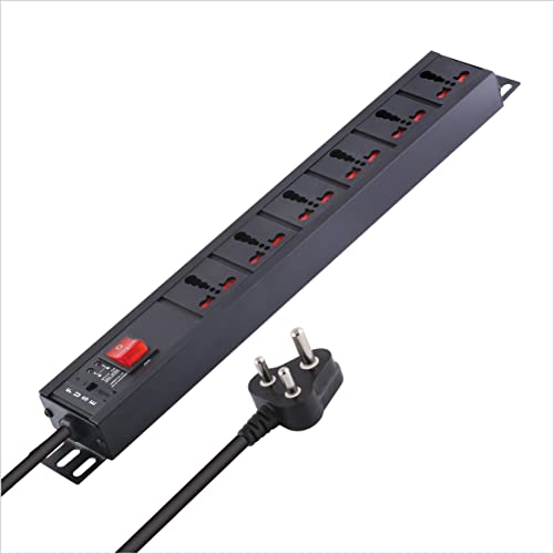 Image of MX Universal Socket Extension Board with Child Safety Shutter Power Strip Wall /Desk Mount Heavy Duty Alumminium Extrusion Body (6-Outlet Universal Power Strip 3 MTR)