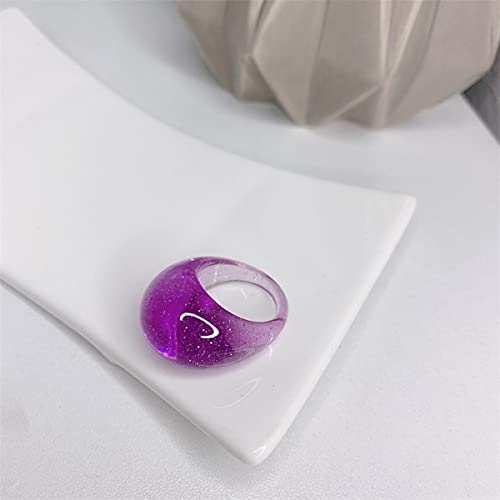 Set 15Pcs Multicolor Resin Chunky Wide Face Dome Knuckle Finger Stackable Joint Ring Fashion Cute Bling Bling Y2K Resin Rings for Women Girls Jewelry Gifts4