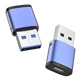 MoKo USB to USB C Adapter 2 Pack, 5Gbps Type C Female to USB 3.0 Male Adapter USB C Charger Connector Compatible with iPhone 16 15 Gray