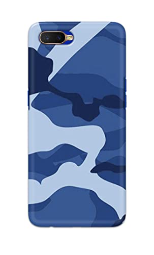 Image of Printed Hard Back Cover Case for Oppo K1 Back Cover (Army Blue Pattern) -1302